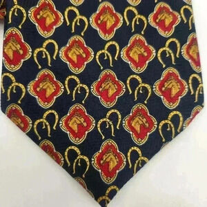 Fratello Designer Hand Made Silk Men's Tie Featuring Horse Profiles & Horseshoes